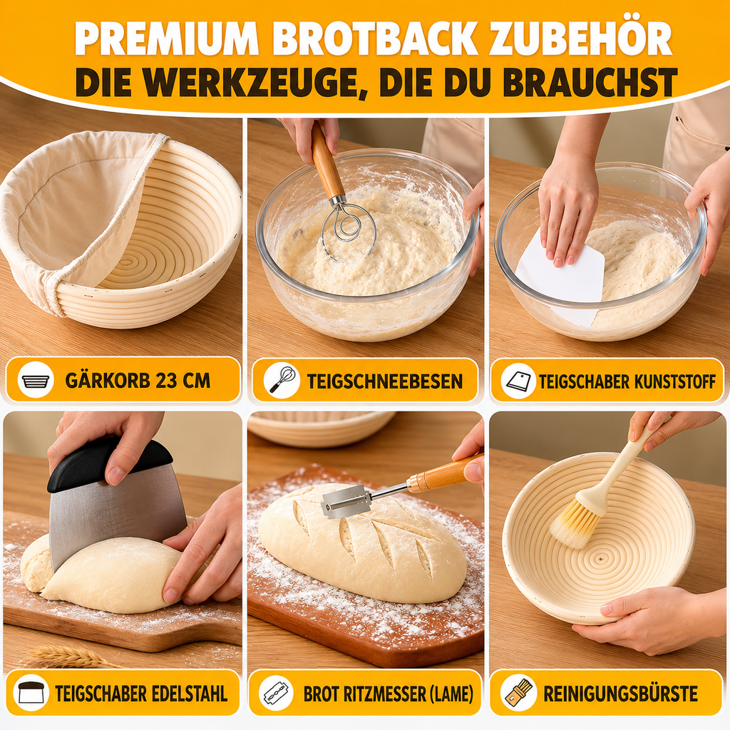 Brotback-Set mit Gärkörben & Zubehör | Sauerteigbrot selber backen