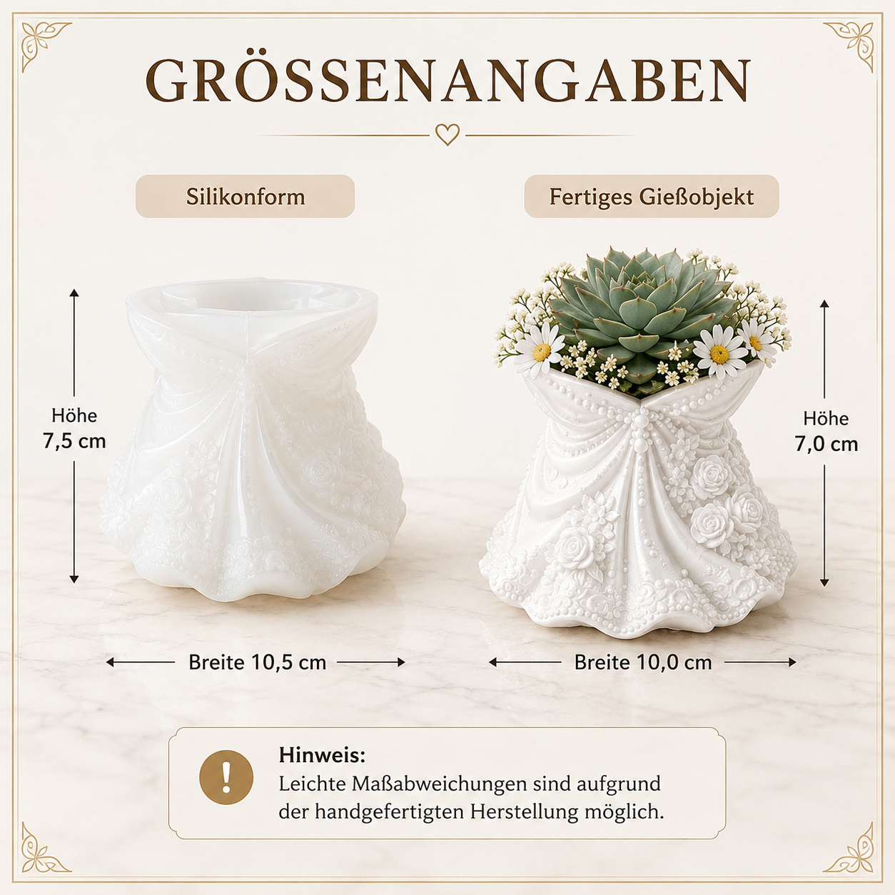 3D Brautkleid Silikonform | Gießform für Raysin & Beton