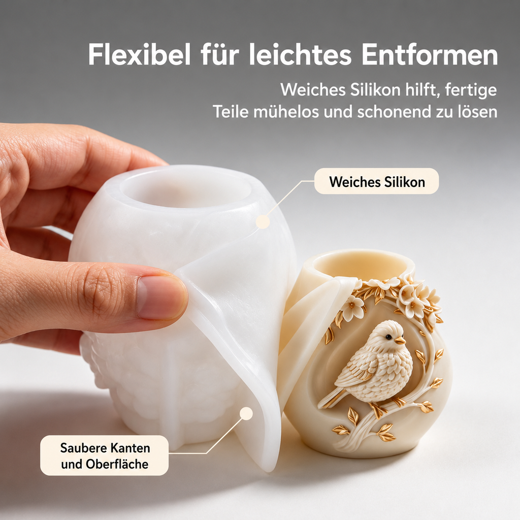 Silikonform Maggie Vogelvase – Gießform für Keraflott, Raysin, Gips & Beton | DIY Dekoform