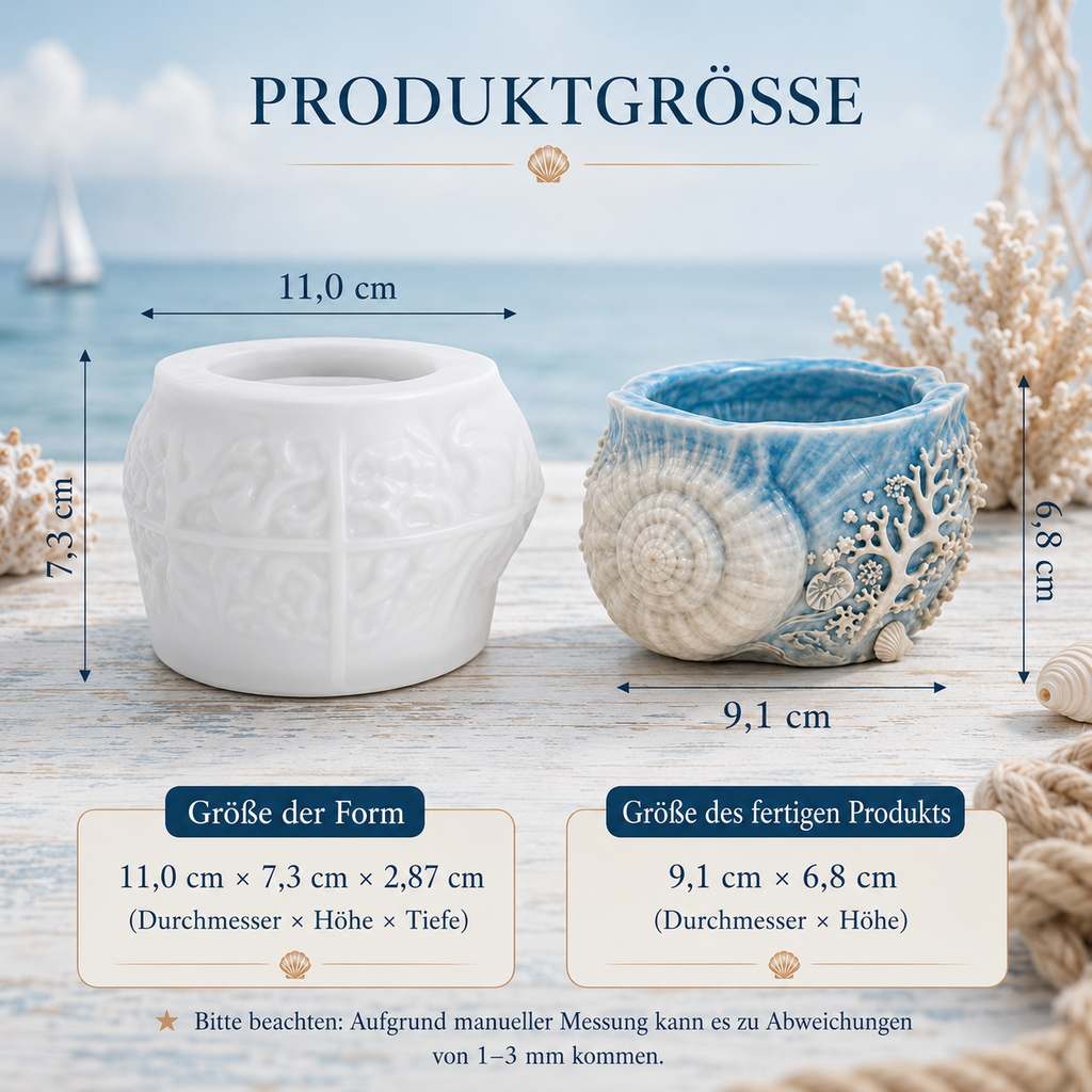 Maritime Silikonform Muschel-Blumentopf | Gießform für Raysin, Gips & Beton