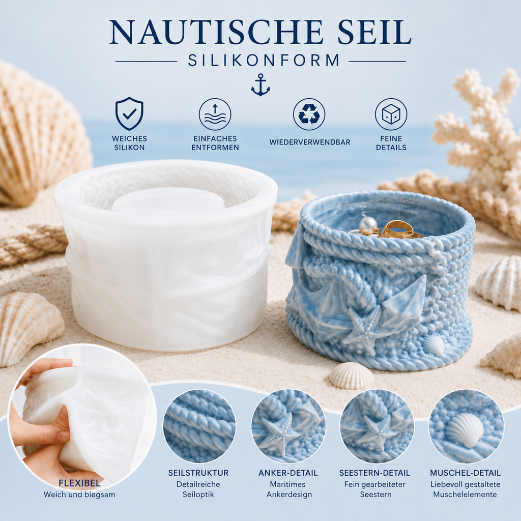 Maritime Silikonform Nautisches Seil – Gießform für Keraflott, Raysin, Gips & Epoxidharz