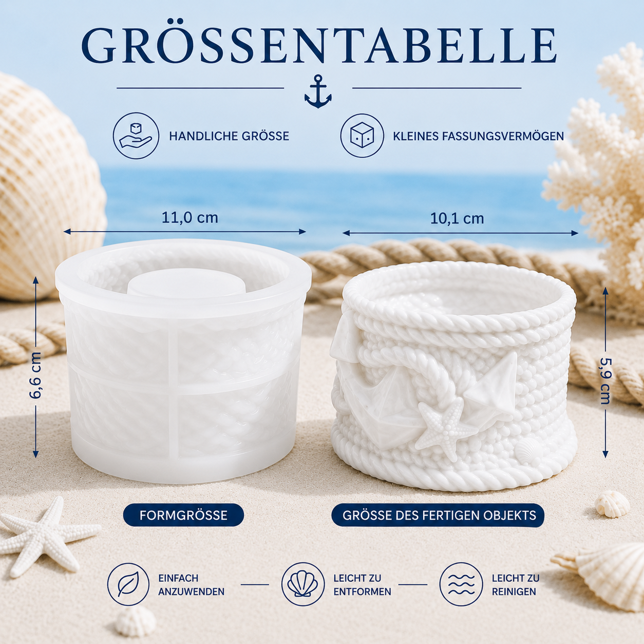 Maritime Silikonform Nautisches Seil – Gießform für Keraflott, Raysin, Gips & Epoxidharz