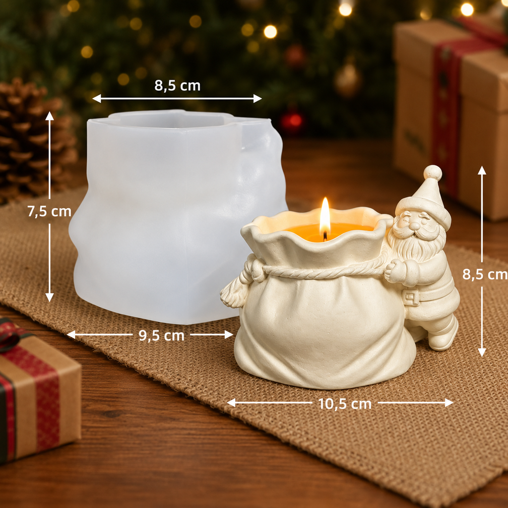 Silikon Gießform Weihnachtsmann mit Geschenkesack | Kerzenhalter, Blumentopf, Weihnachtsgesteck | Form für Raysin, Keraflott & Beton