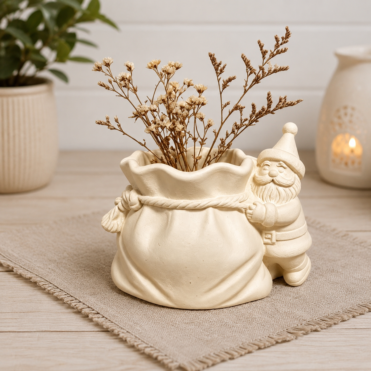 Silikon Gießform Weihnachtsmann mit Geschenkesack | Kerzenhalter, Blumentopf, Weihnachtsgesteck | Form für Raysin, Keraflott & Beton