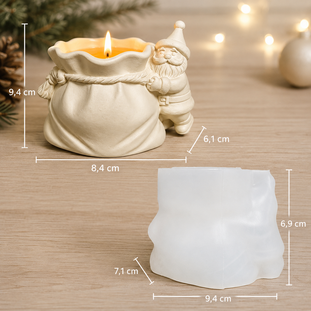 Silikon Gießform Weihnachtsmann mit Geschenkesack | Kerzenhalter, Blumentopf, Weihnachtsgesteck | Form für Raysin, Keraflott & Beton