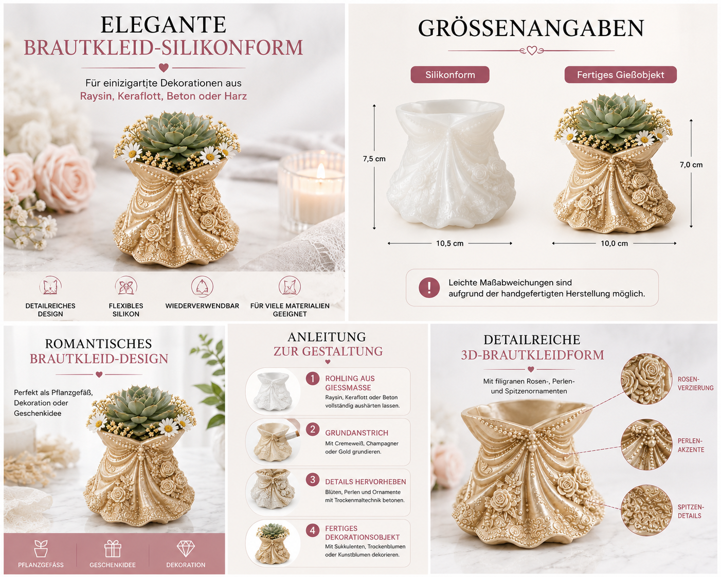 3D Brautkleid Silikonform | Gießform für Raysin & Beton