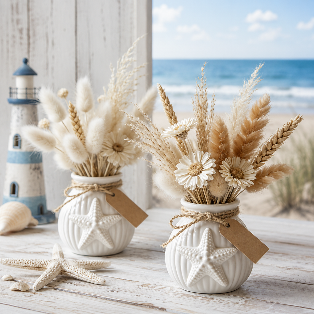 Maritime Silikonform Vase mit Seestern | Raysin-, Gips- & Betonform