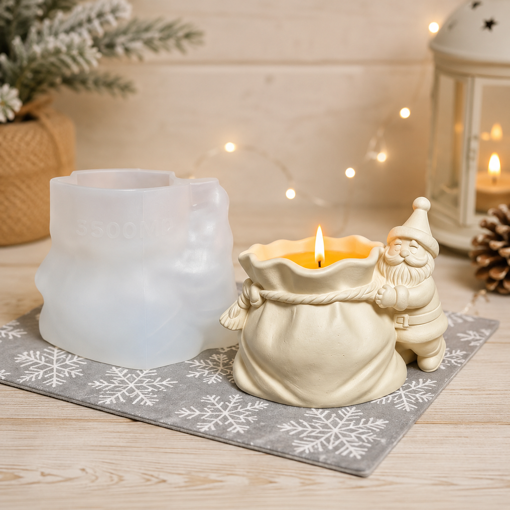 Silikon Gießform Weihnachtsmann mit Geschenkesack | Kerzenhalter, Blumentopf, Weihnachtsgesteck | Form für Raysin, Keraflott & Beton