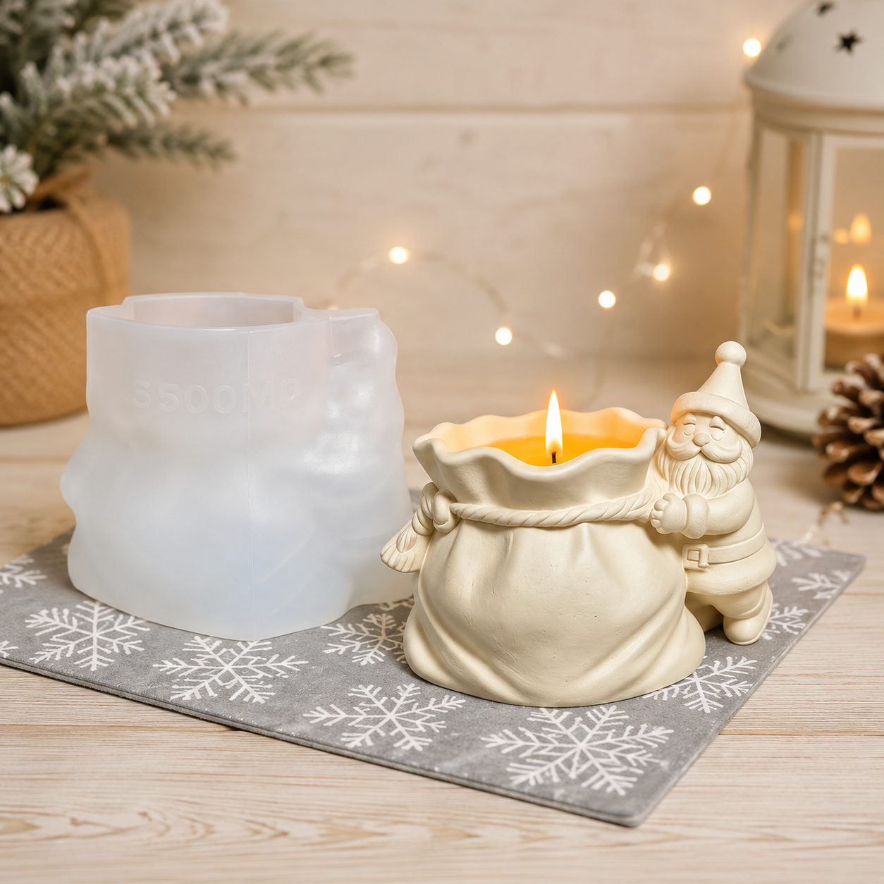 Silikon Gießform Weihnachtsmann mit Geschenkesack | Kerzenhalter, Blumentopf, Weihnachtsgesteck | Form für Raysin, Keraflott & Beton