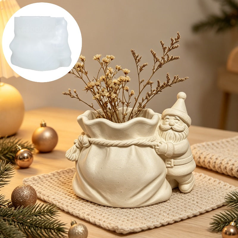 Silikon Gießform Weihnachtsmann mit Geschenkesack | Kerzenhalter, Blumentopf, Weihnachtsgesteck | Form für Raysin, Keraflott & Beton