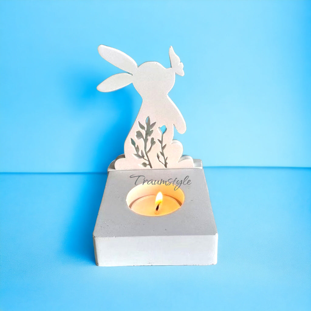 Ostern, Kaninchen, Kerzenhalter, Silikongießform, Hase, Kuss Schmetterling, für Kerzenhalter, Einsatz für Teelichthalter