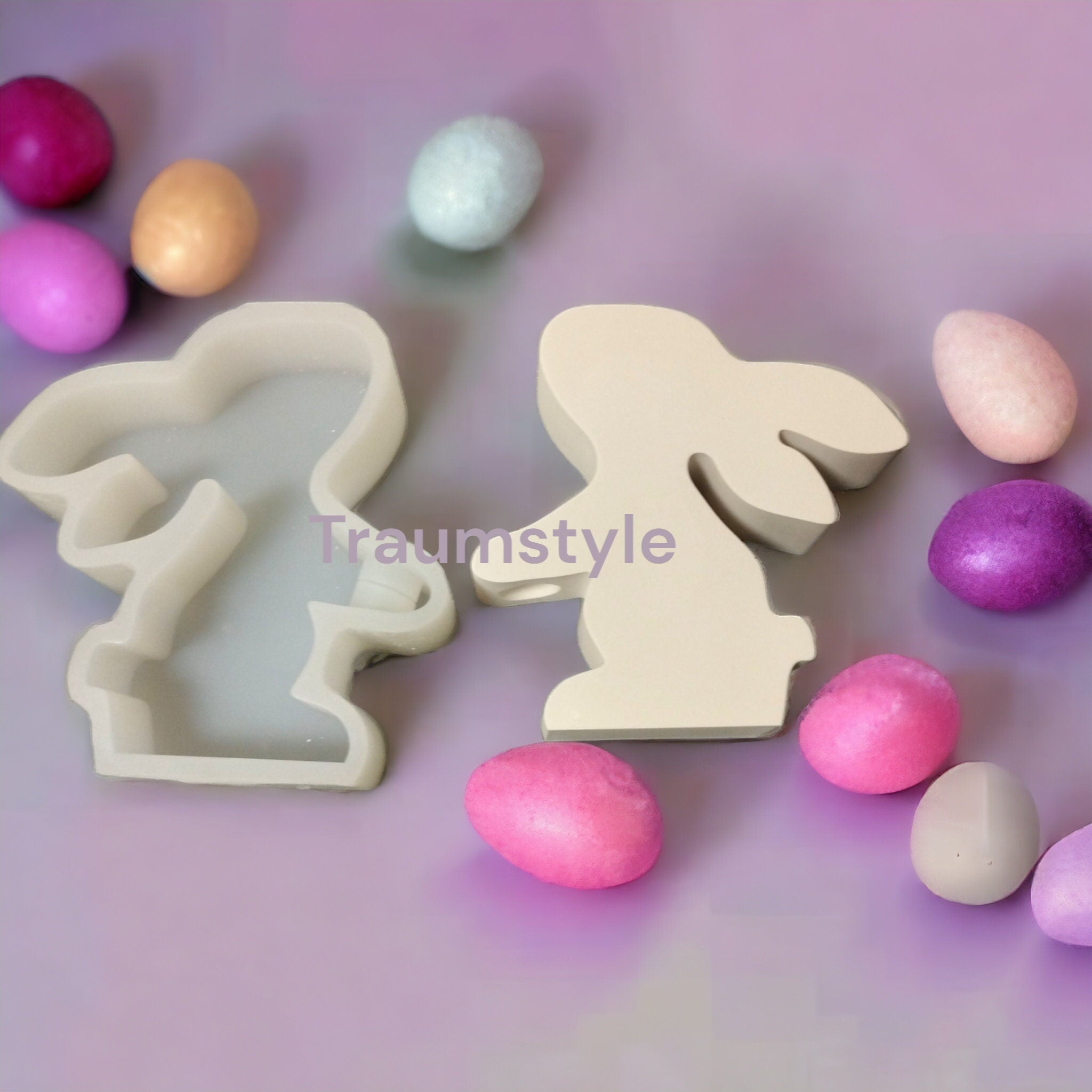 Gießform Hase mit Vase (Reagenzglas) – Silikonform für Raysin, Keraflott, Beton & Harz | Oster Deko | DIY Geschenk