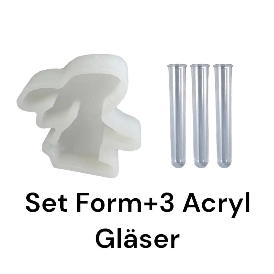 Gießform Hase mit Vase (Reagenzglas) – Silikonform für Raysin, Keraflott, Beton & Harz | Oster Deko | DIY Geschenk