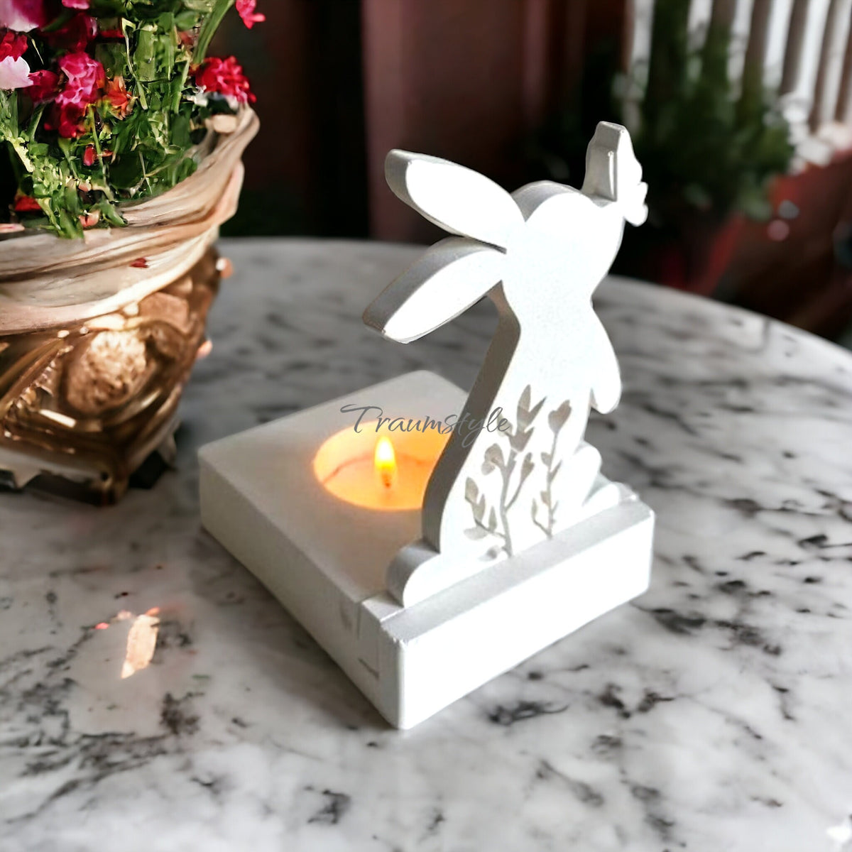 Ostern, Kaninchen, Kerzenhalter, Silikongießform, Hase, Kuss Schmetterling, für Kerzenhalter, Einsatz für Teelichthalter