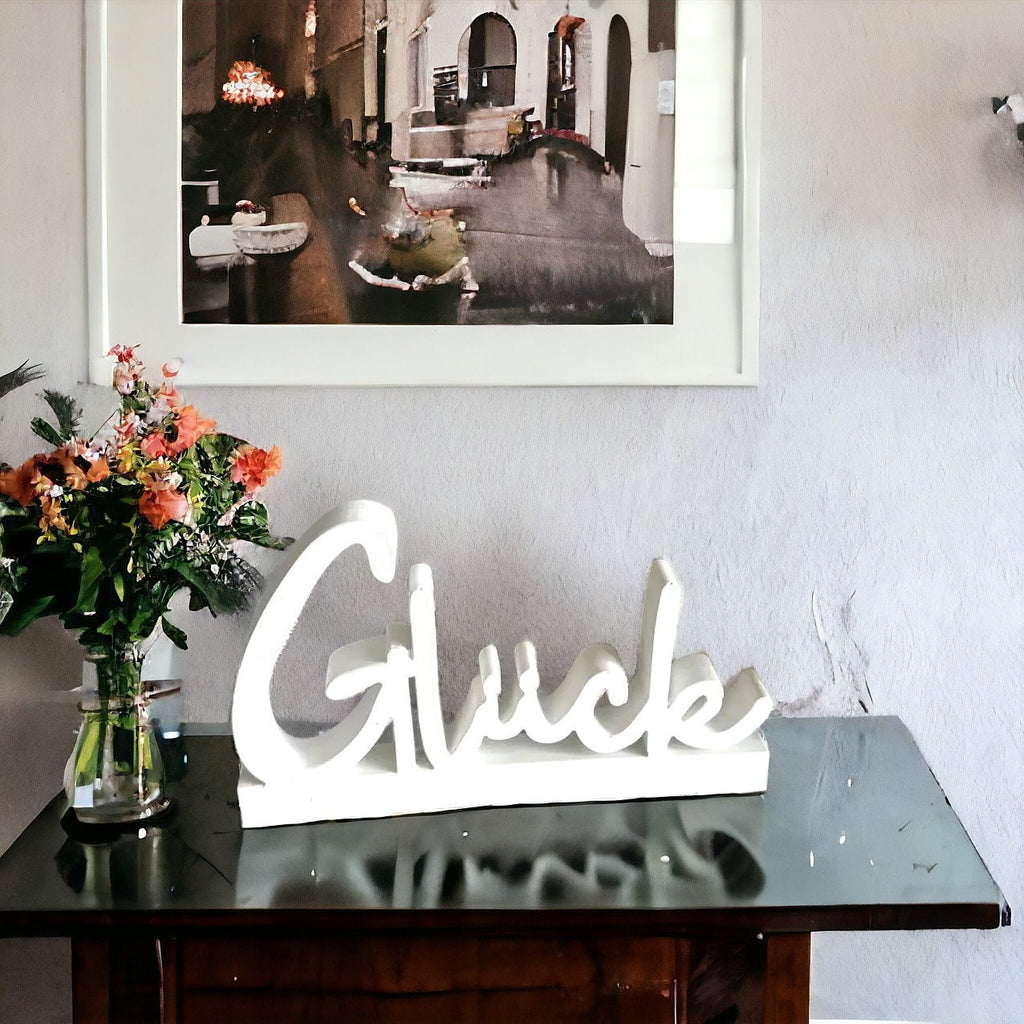 Gießform, Silikongießform, Schriftzug Glück, Dekoration, Silikonform