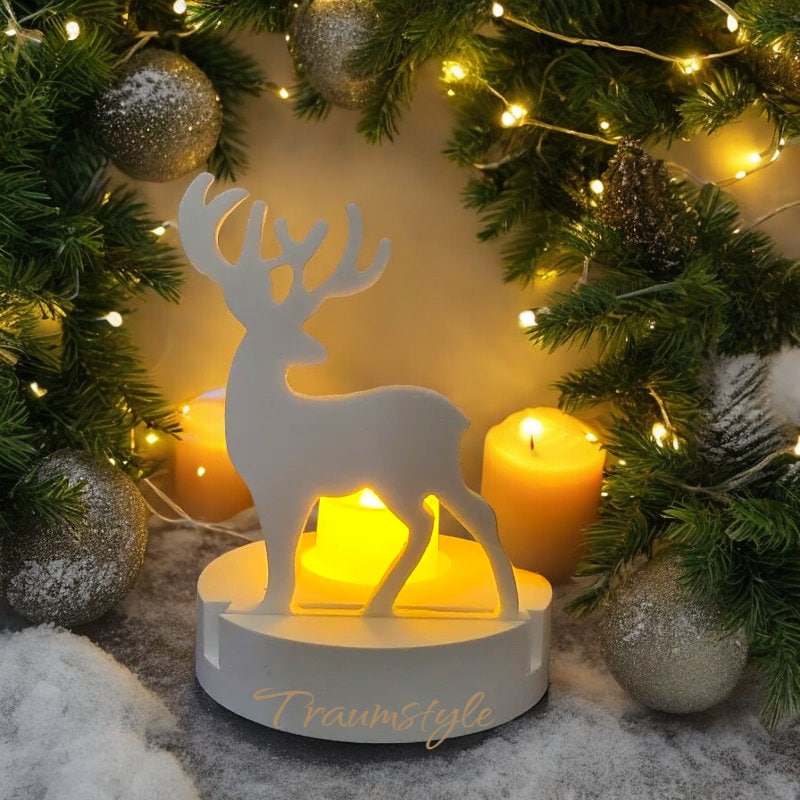 Silikonform, Hirsch, Weihnacht, Kerzenständerformen, Einschieber, für Teelichthalteplatte