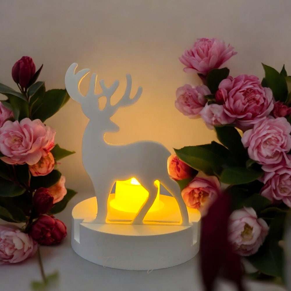 Silikonform, Hirsch, Weihnacht, Kerzenständerformen, Einschieber, für Teelichthalteplatte