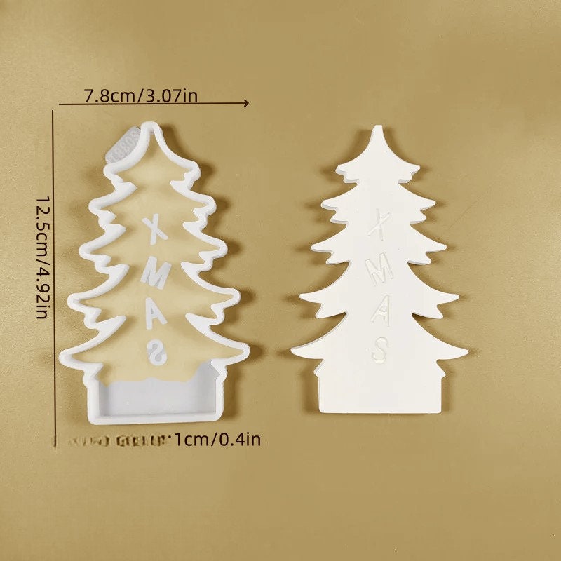 Weihnachtsbaum, Haus, Silikonform, Weihnacht Landschaft, Set 6 Formen, Kerzenständerformen, Einschieber, für Teelichthalteplatte