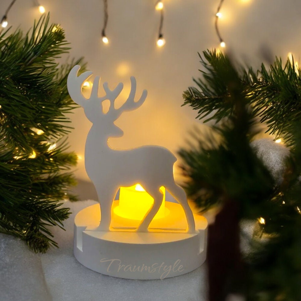 Silikonform, Hirsch, Weihnacht, Kerzenständerformen, Einschieber, für Teelichthalteplatte