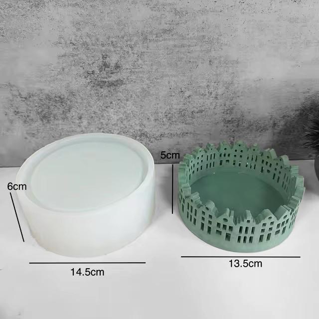 Silikon Gießform rundes Lichthaus groß 14 x 6 cm | Laternenhaus Schale Kerzenhalter für Raysin Keraflott Beton