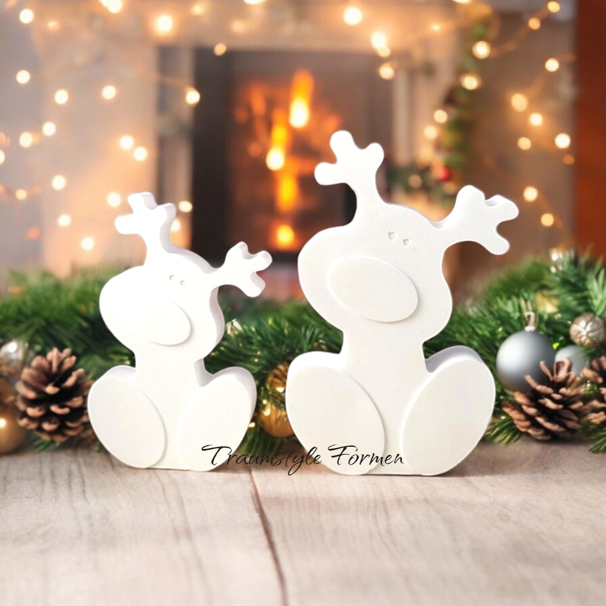 Lustige Elche, Weihnachten, Silikon Gießform, Silikonform, Giessform Silikon, Raysin, Keraflott