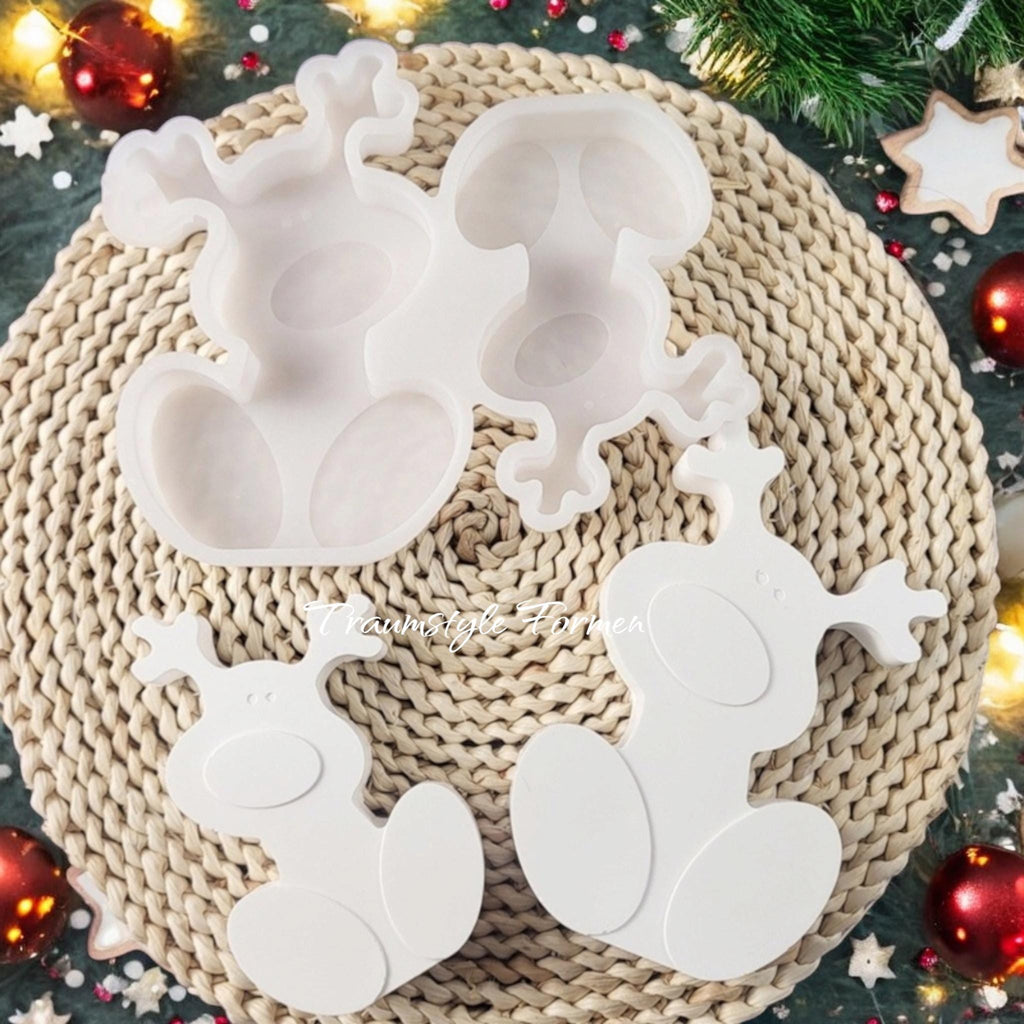 Lustige Elche, Weihnachten, Silikon Gießform, Silikonform, Giessform Silikon, Raysin, Keraflott