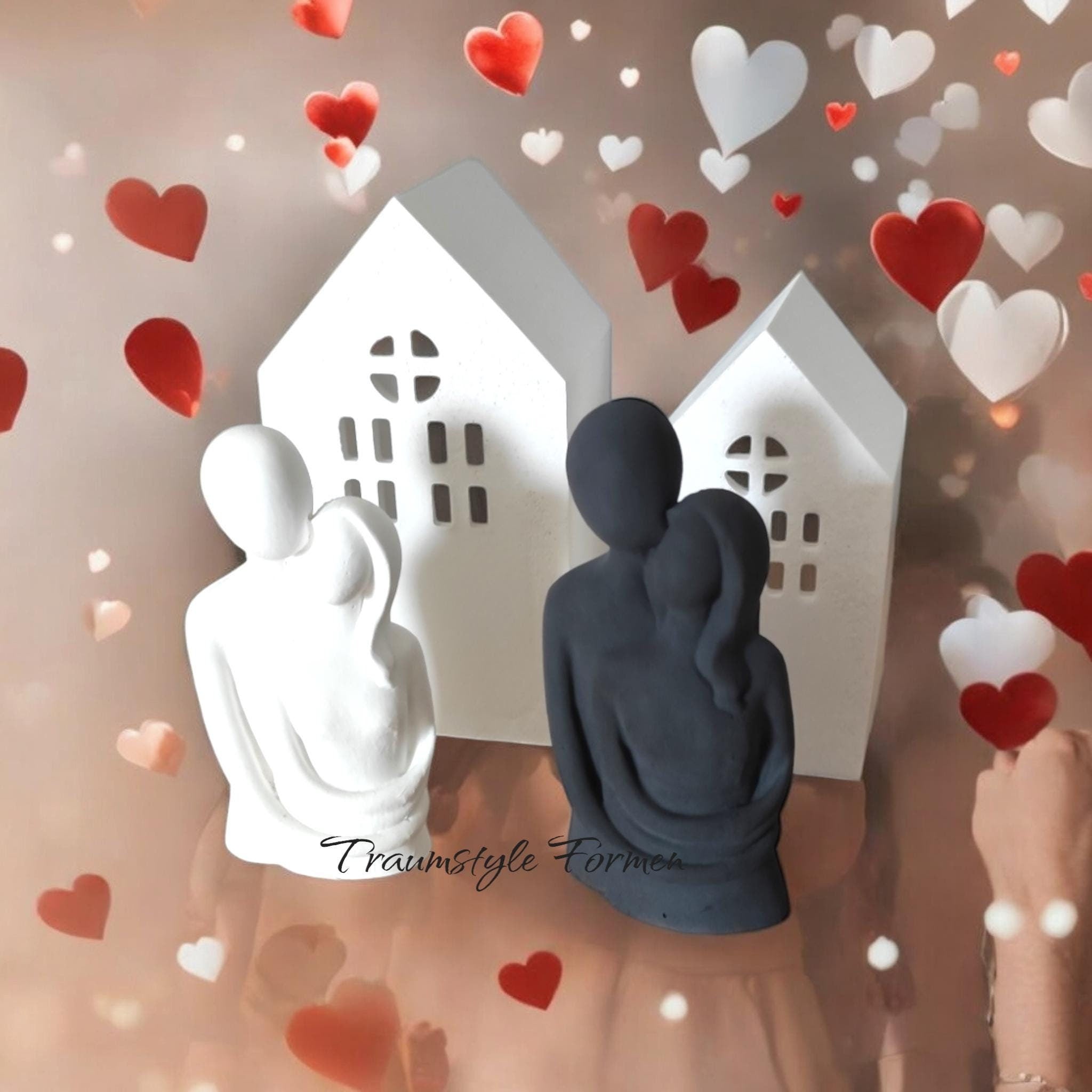 Silikon Gießform, Liebespaar, Valentinstag, Hochzeit, Verlobung, Raysin, Keraflott