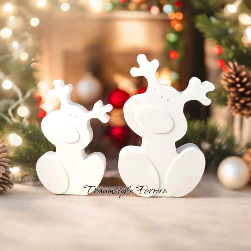 Lustige Elche, Weihnachten, Silikon Gießform, Silikonform, Giessform Silikon, Raysin, Keraflott