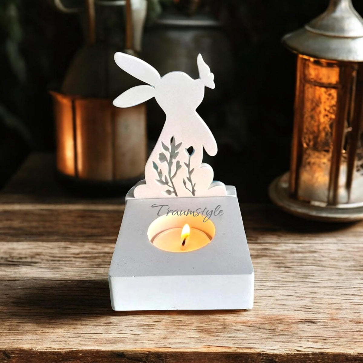 Ostern, Kaninchen, Kerzenhalter, Silikongießform, Hase, Kuss Schmetterling, für Kerzenhalter, Einsatz für Teelichthalter