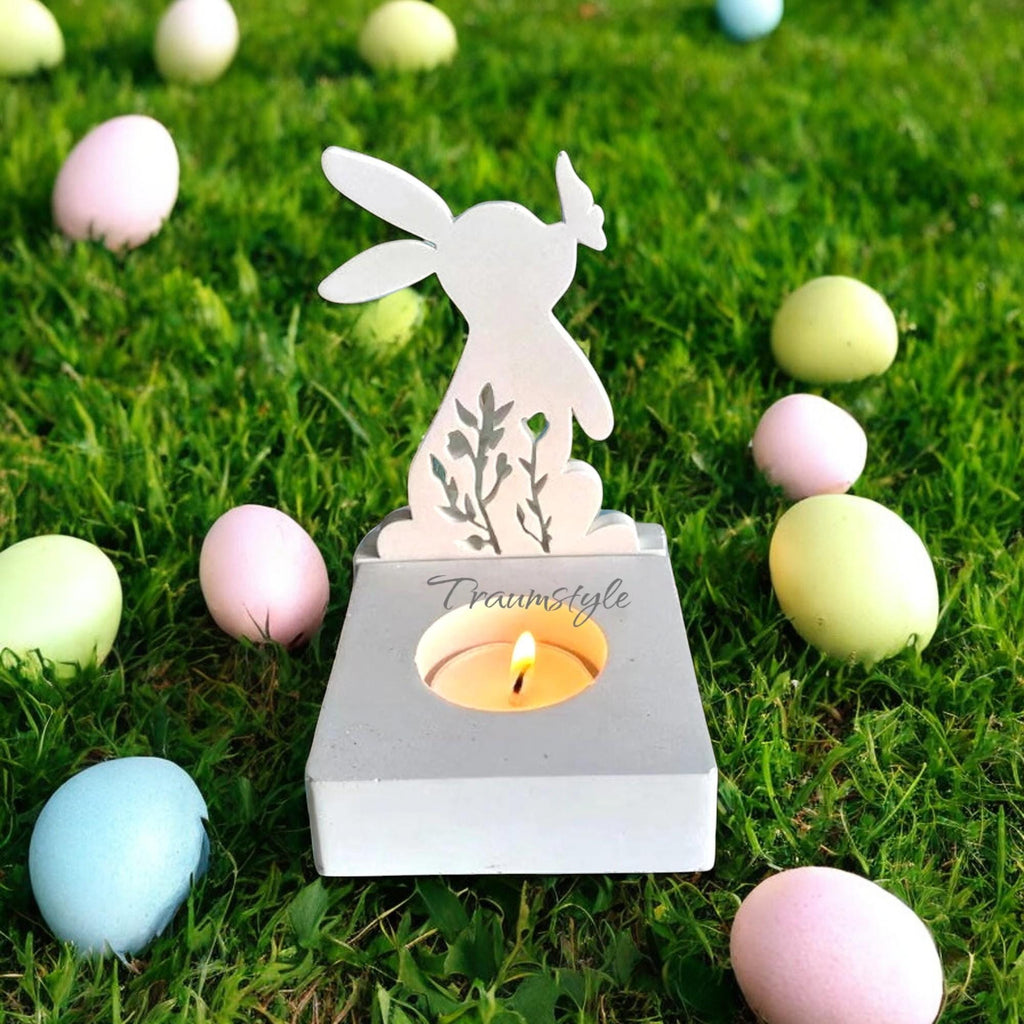 Ostern, Kaninchen, Kerzenhalter, Silikongießform, Hase, Kuss Schmetterling, für Kerzenhalter, Einsatz für Teelichthalter