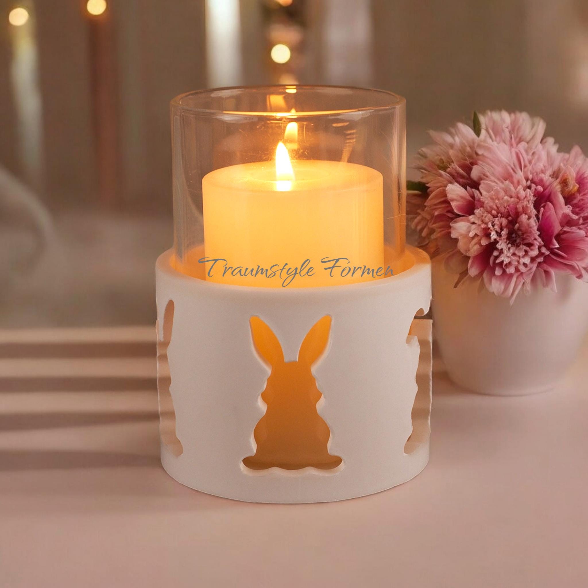 Gießform, Silikon Gießform, Windlicht, Kerzenhalter, Hase, Osterhase, Herzhase, Ornamente, Kaninchen