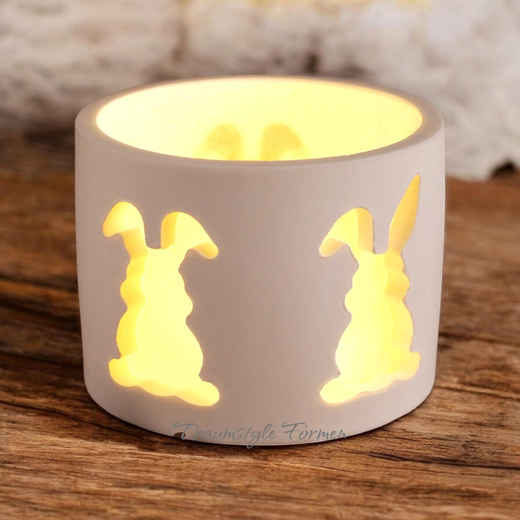 Gießform, Silikon Gießform, Windlicht, Kerzenhalter, Hase, Osterhase, Herzhase, Ornamente, Kaninchen