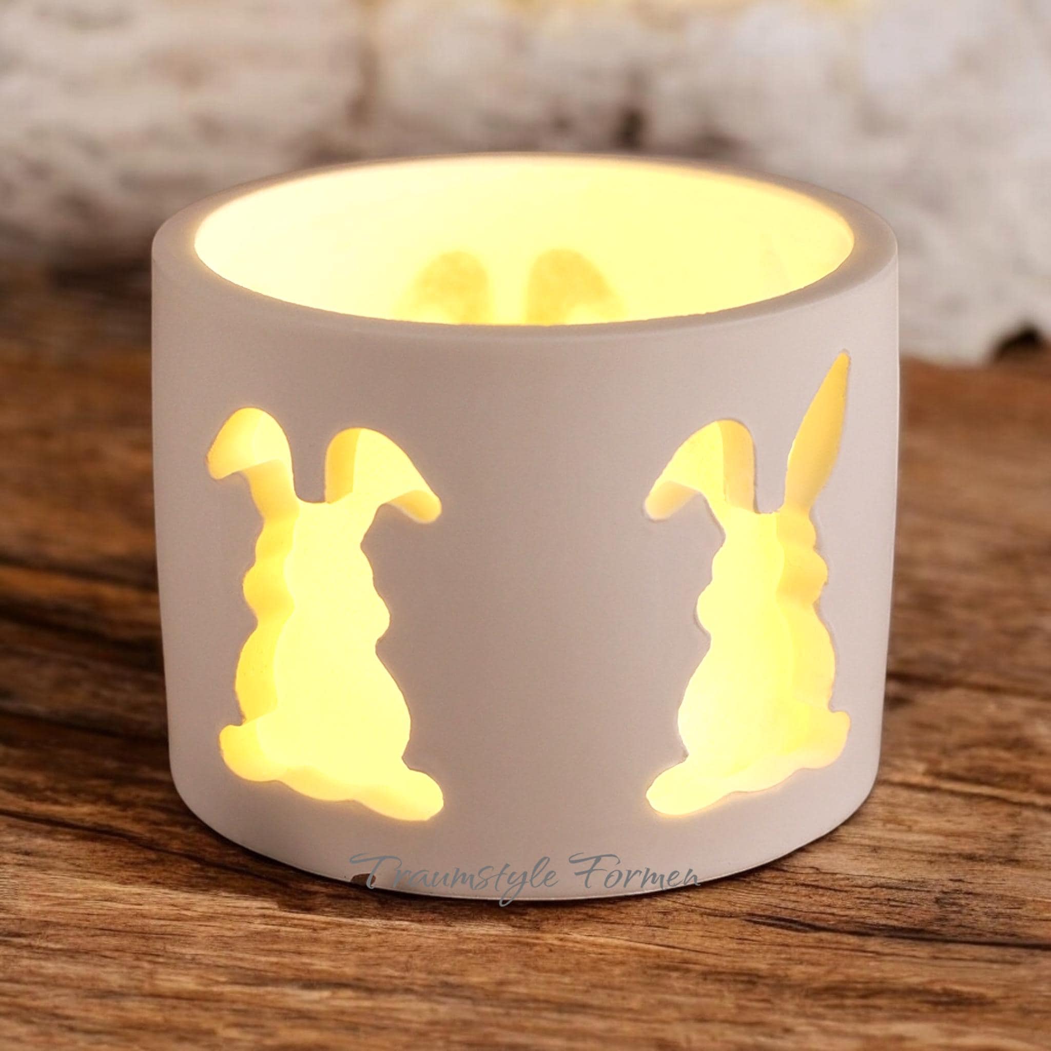 Gießform, Silikon Gießform, Windlicht, Kerzenhalter, Hase, Osterhase, Herzhase, Ornamente, Kaninchen