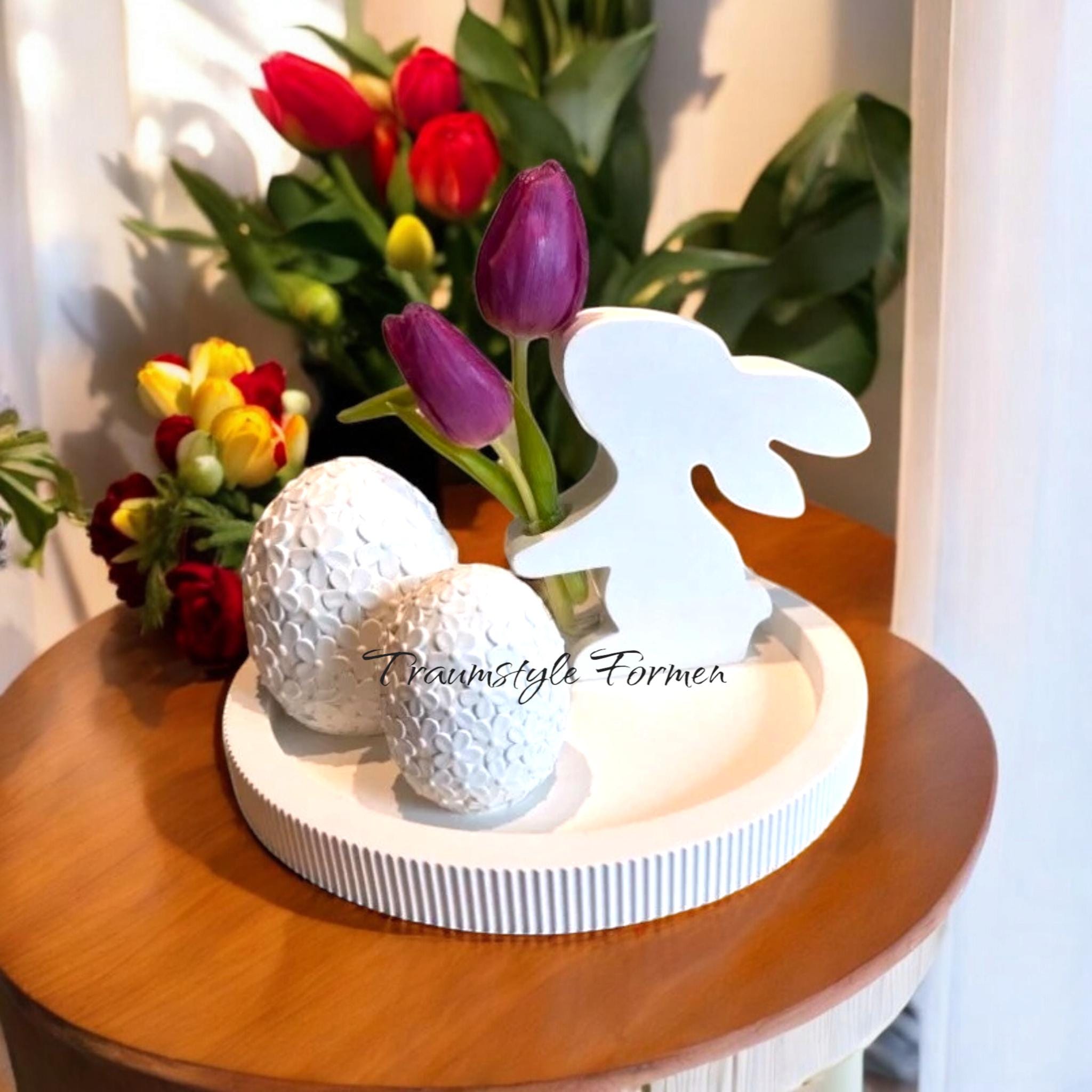 Gießform Hase mit Vase (Reagenzglas) – Silikonform für Raysin, Keraflott, Beton & Harz | Oster Deko | DIY Geschenk