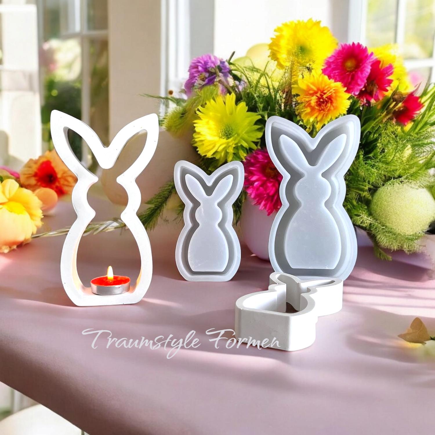 Gießform, Silikon Gießform, Hase, Osterhase, Osterleuchte, 2 Größen