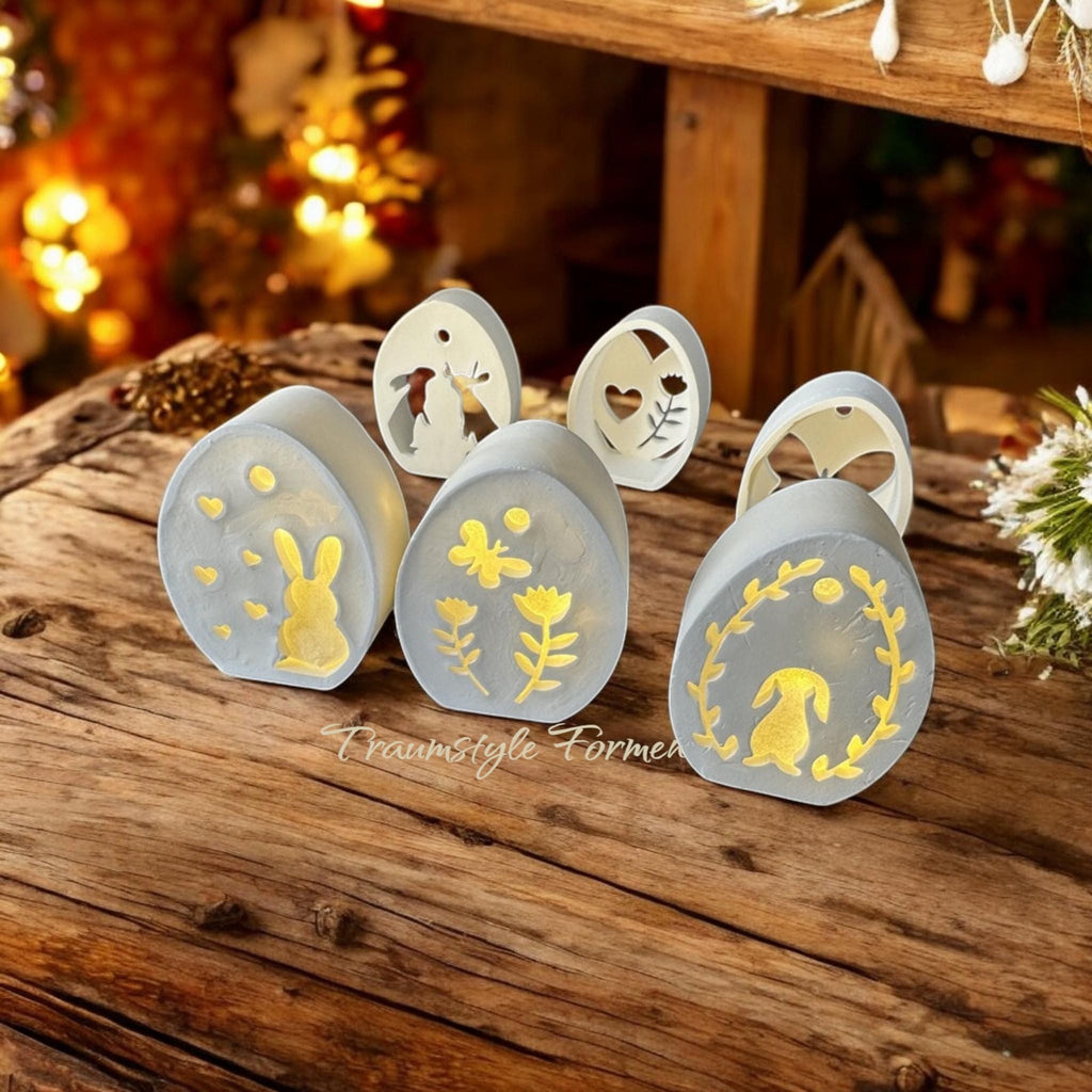 Silikonform Osterlicht 6er Set – Osterei Windlicht für LED-Teelicht | Gießform für Raysin/Keraflott