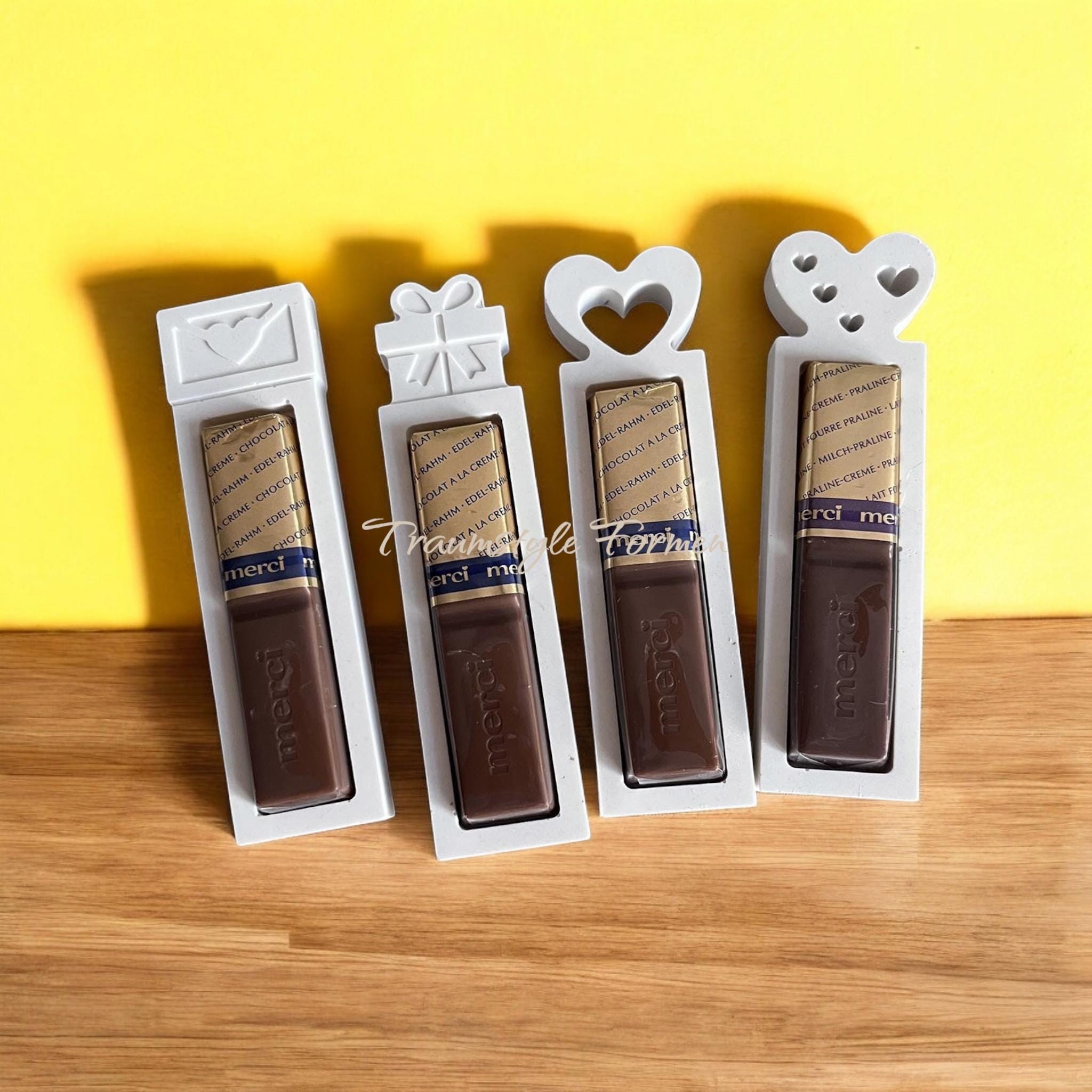 Silikonform, Silikongießform, Gießform, Giessform Silikon, 4 Schokoladehalter, Geldscheinverpackung, Geschenkverpackung