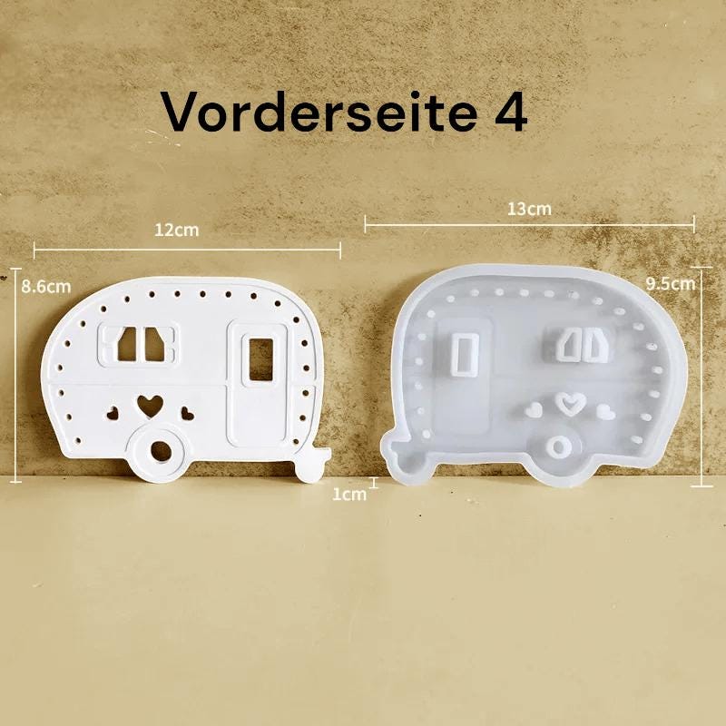 Silikonform, Silikon Gießform, Happy Camper, Wohnwagen, für LED Ballonlichter, Beleuchtung, handgefertigt, Raysin Keraflott