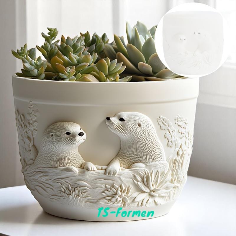 Gießform, Silikon Form, Otter Blumentopf, Pflanzgefäß