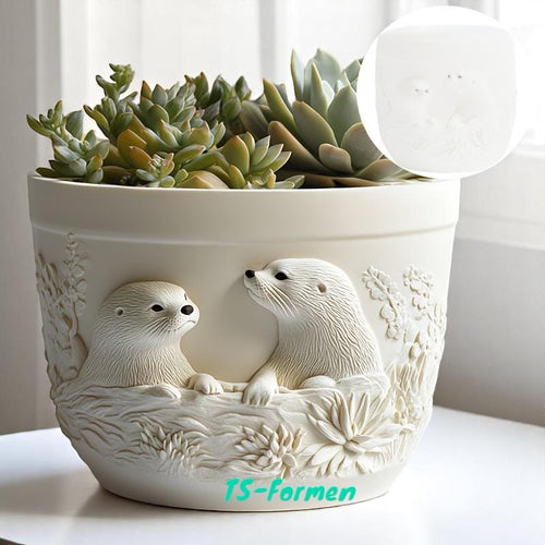 Gießform, Silikon Form, Otter Blumentopf, Pflanzgefäß
