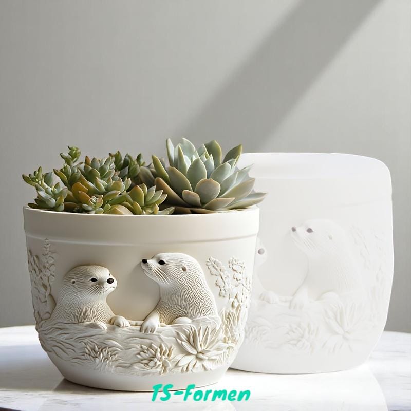 Gießform, Silikon Form, Otter Blumentopf, Pflanzgefäß