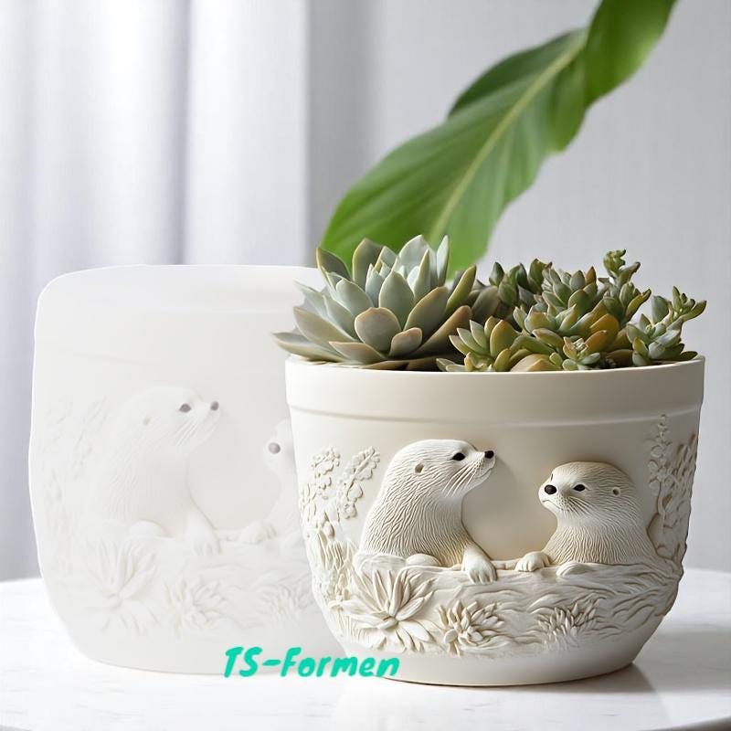 Gießform, Silikon Form, Otter Blumentopf, Pflanzgefäß