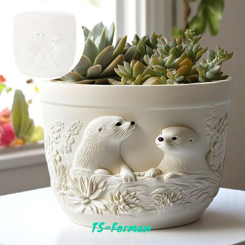 Gießform, Silikon Form, Otter Blumentopf, Pflanzgefäß
