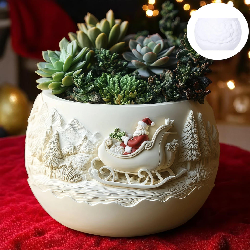 Silikon Gießform Weihnachtsmann Blumentopf – Pflanzgefäß Form Weihnachten – Betonform, DIY Deko, wiederverwendbare Silikonform