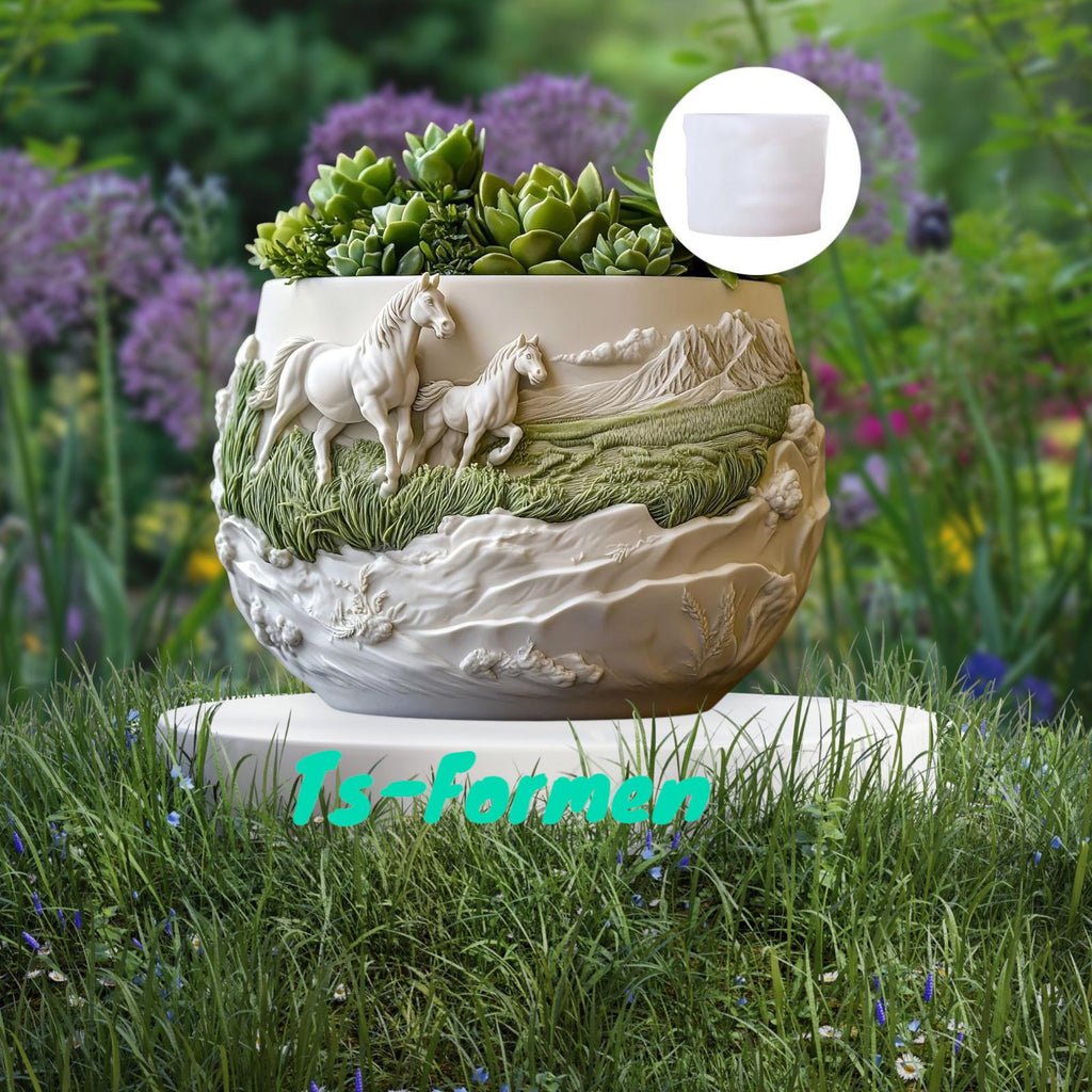 Gießform, Silikon Form, Pferde, Pflanzgefäß, Blumentopf
