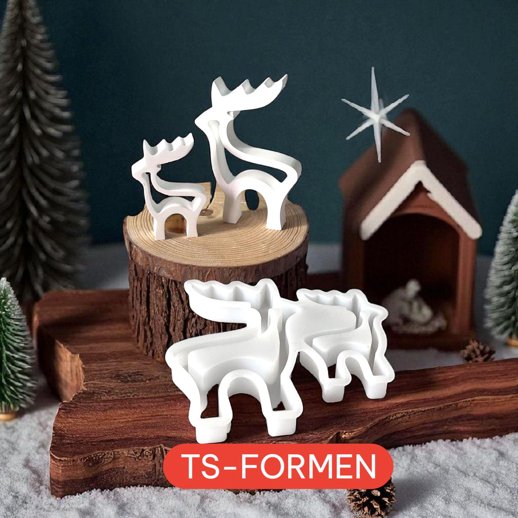 Silikonform, Gießform, kleiner und großer Elch, Romantisch, Gemütlich, Weihnachten