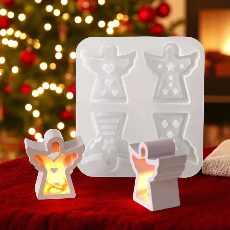 Engel 4 Stück eine Form, Licht, Weihnachten, Silikon Gießform, Silikonform, Giessform Silikon,für LED Ballonlichter, Raysin, Keraflott