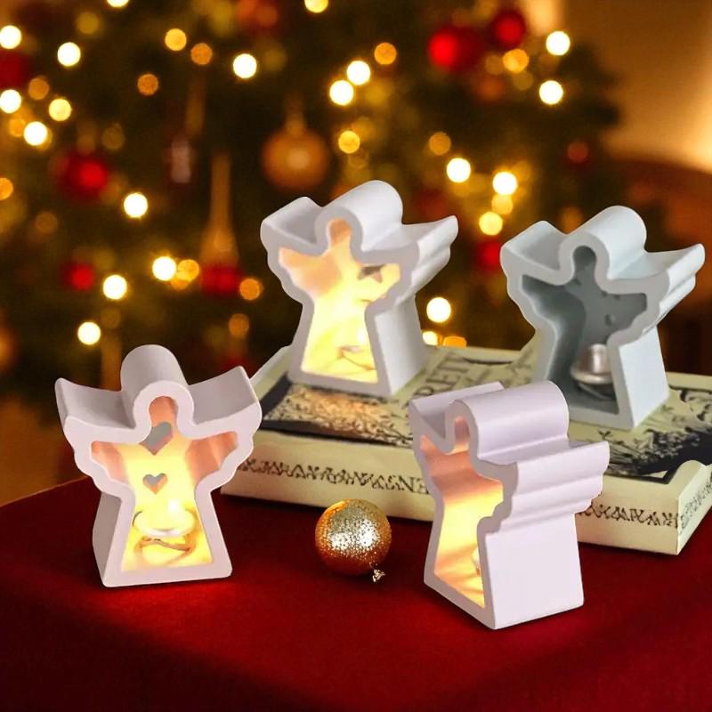 Engel 4 Stück eine Form, Licht, Weihnachten, Silikon Gießform, Silikonform, Giessform Silikon,für LED Ballonlichter, Raysin, Keraflott