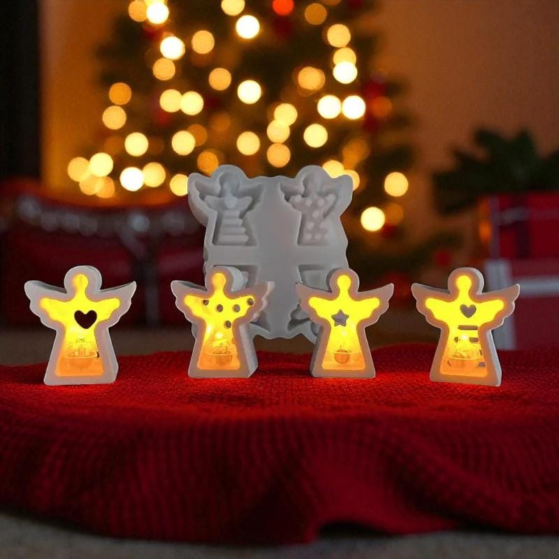 Engel 4 Stück eine Form, Licht, Weihnachten, Silikon Gießform, Silikonform, Giessform Silikon,für LED Ballonlichter, Raysin, Keraflott