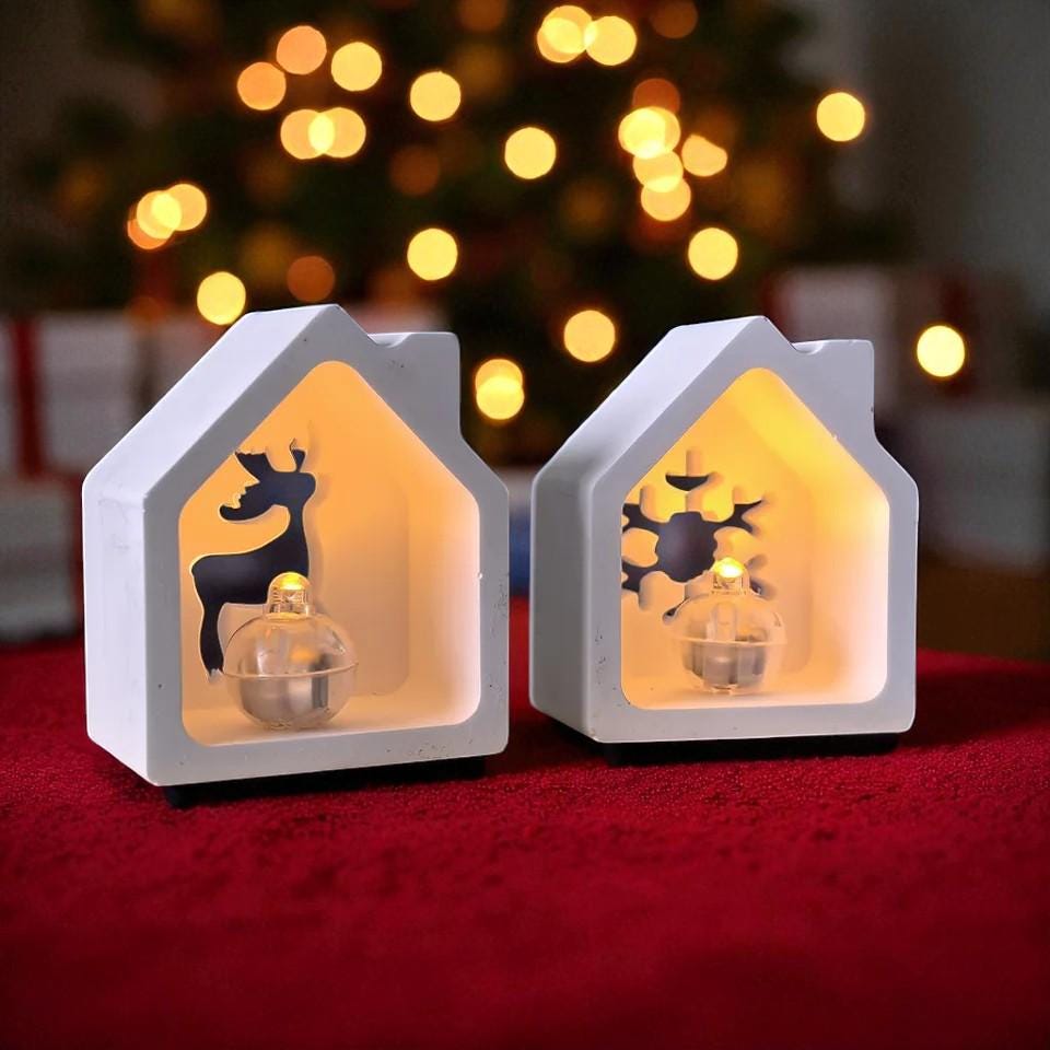 Silikon Gießform, Mini Lichthäuser, LED, Kerzenleuchter, 6 Häuser eine Form